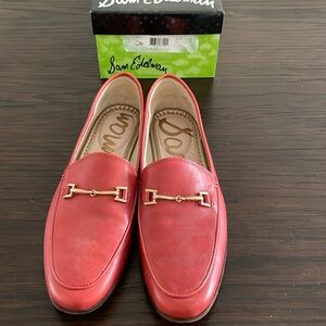 Sam Edelman Red Loafers with Gold Accents